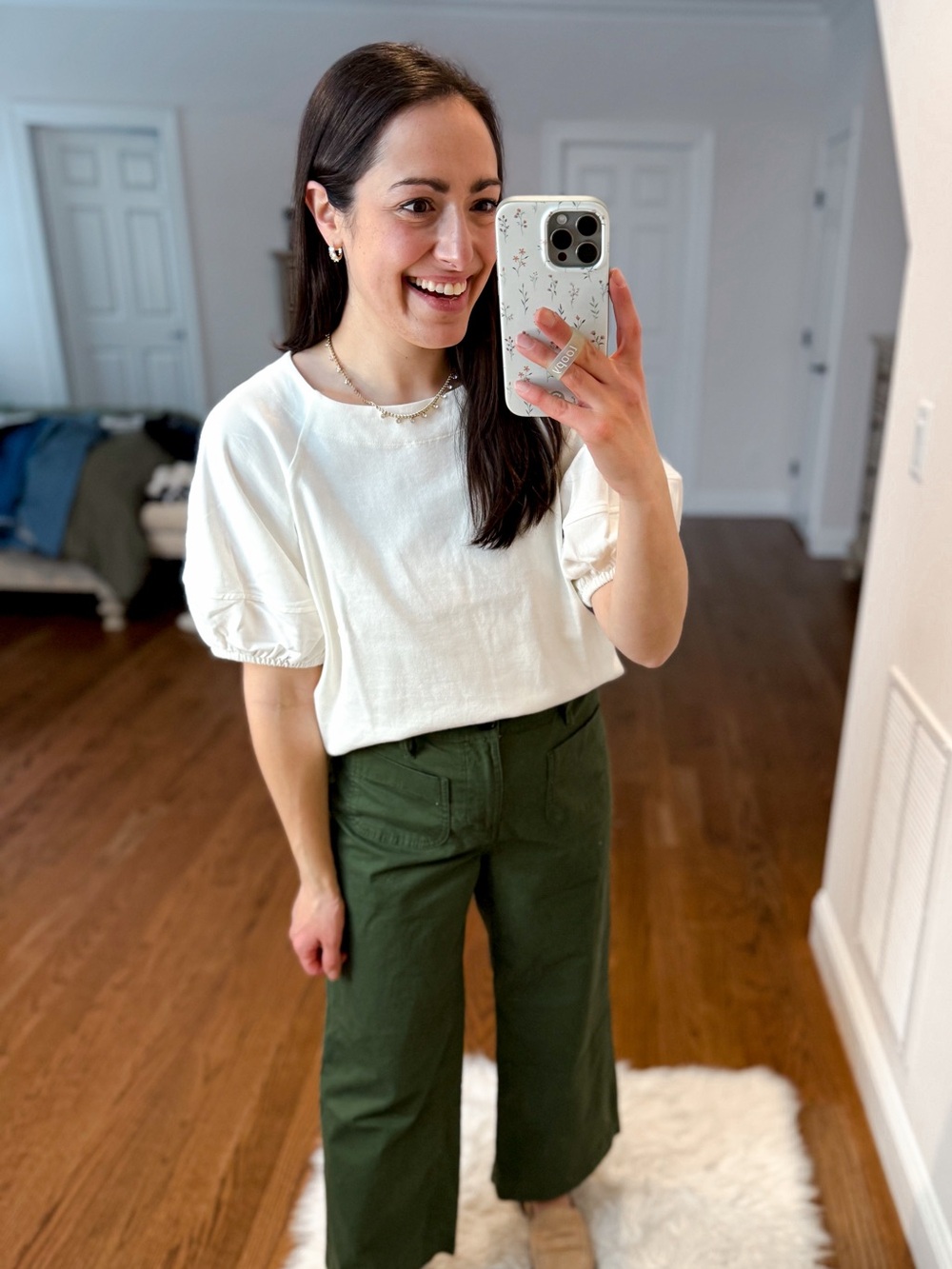 Womens free assembly puff sleeve tee